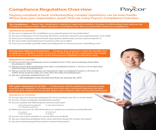 2017 Compliance Checklist: Stay on Top of Today's Complex Regulatory Environment
